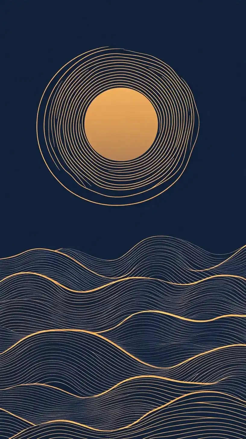 Golden Moon Line Art Midjourney 提示词生成效果