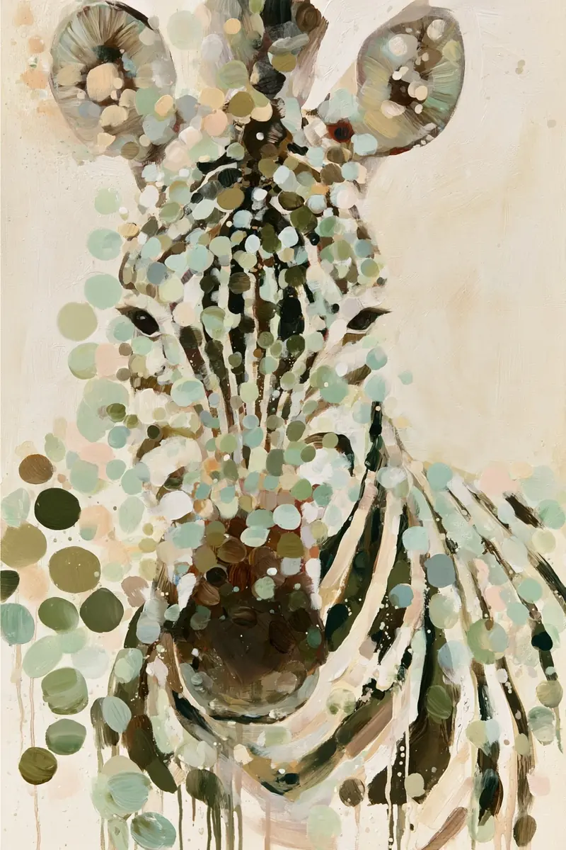 Impressionist Pointillism Zebra Painting Midjourney提示词