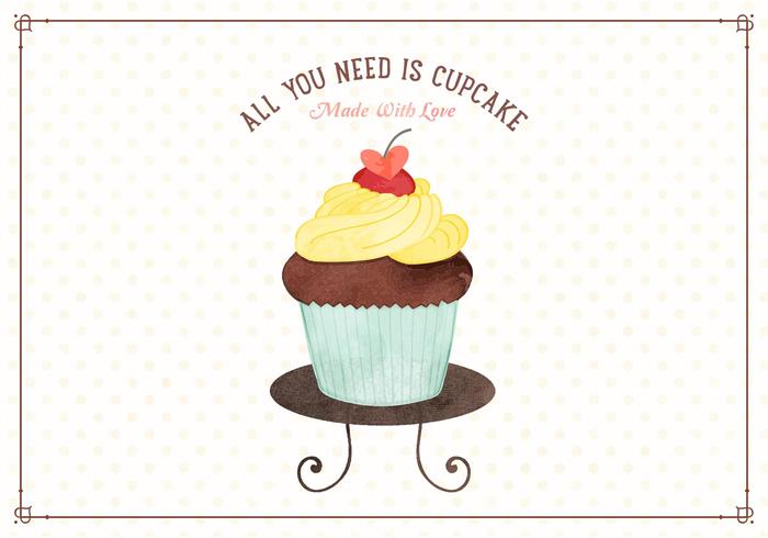 免费水彩纸杯蛋糕矢量图