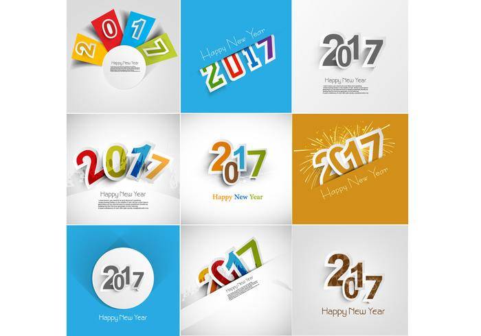套2017年新年快乐贺卡