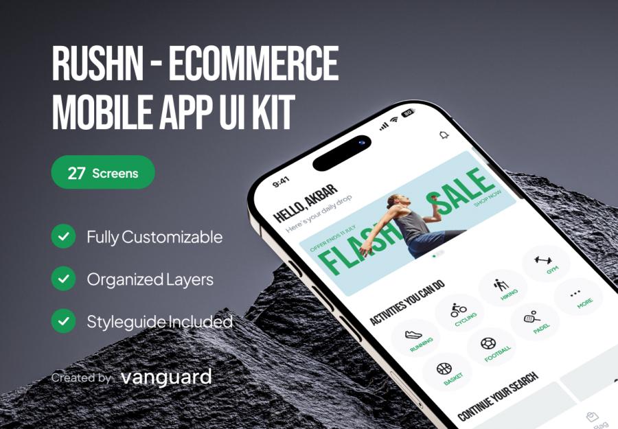 RUSHN -电子商务移动应用程序UI工具包