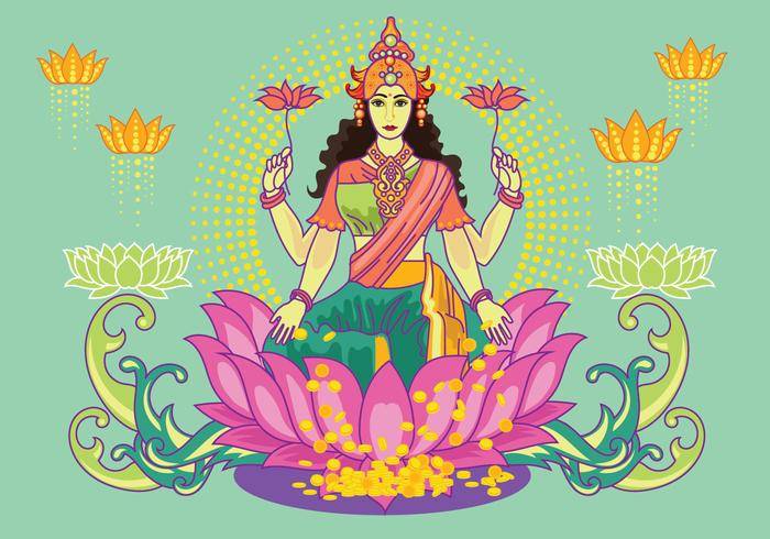 免费深青色女神Lakshmi矢量