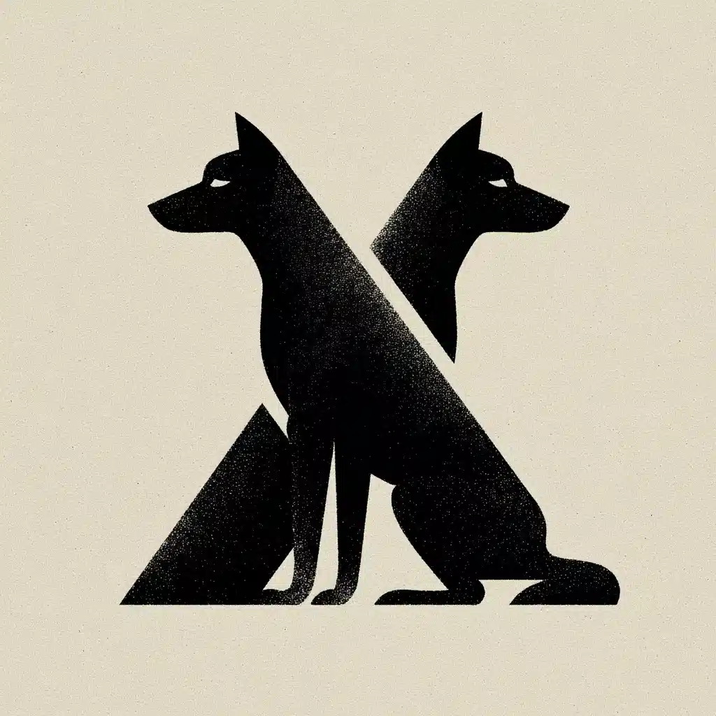 Abstract Geometric Dogs X-Shape Midjourney提示词