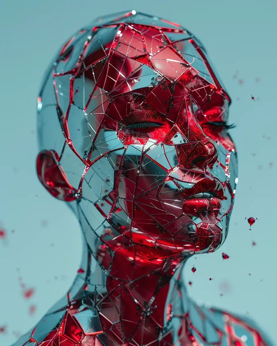 Shattered Glass Portrait Study Midjourney提示词