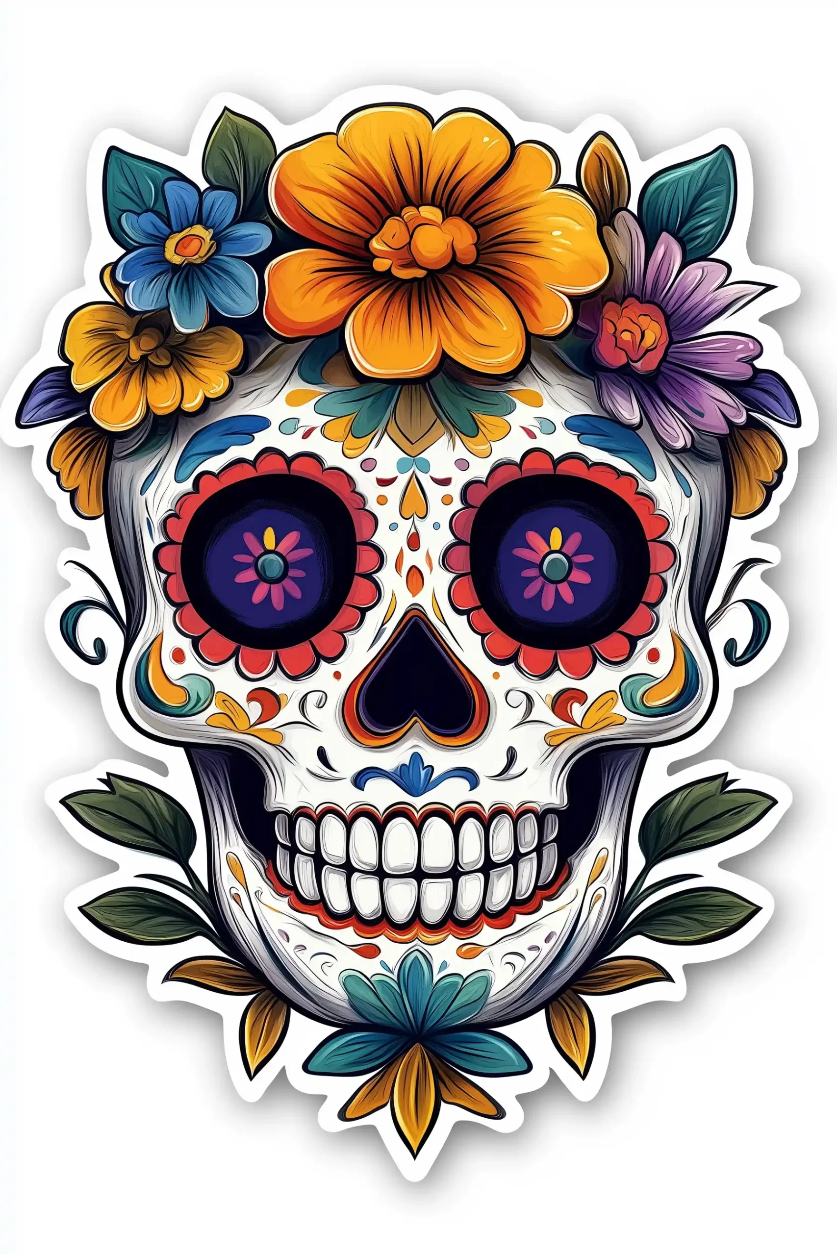 Dia de los Muertos Sticker Design Midjourney提示词