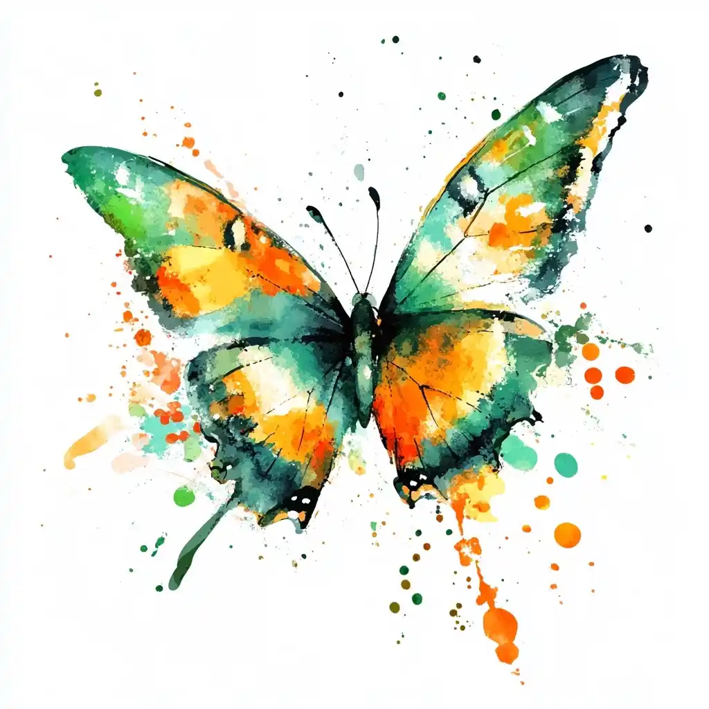 Abstract Butterfly Watercolor Splash Midjourney提示词