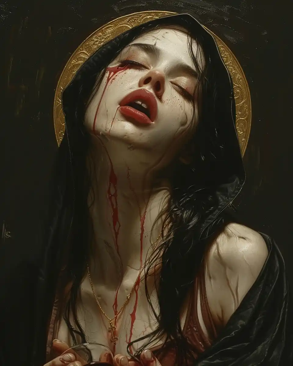 Baroque Zombie Mary Caravaggio Midjourney 提示词生成效果