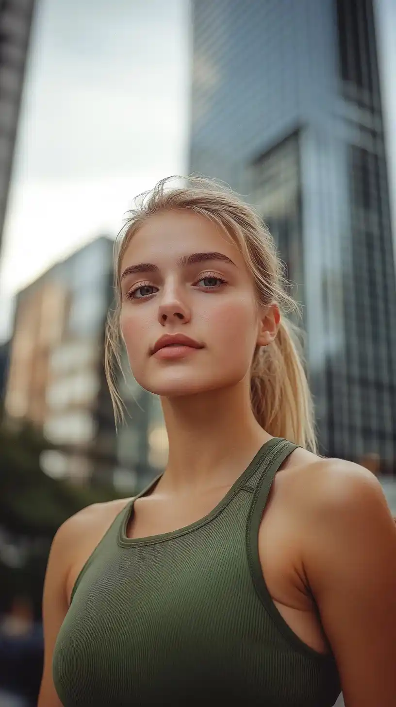 Blonde Woman in City Midjourney提示词