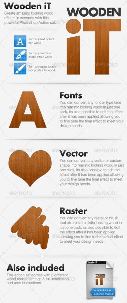 GraphicRiver&nbsp;制作的PS系列动作之二----木质纹理(含MAC系统动作)&nbsp;