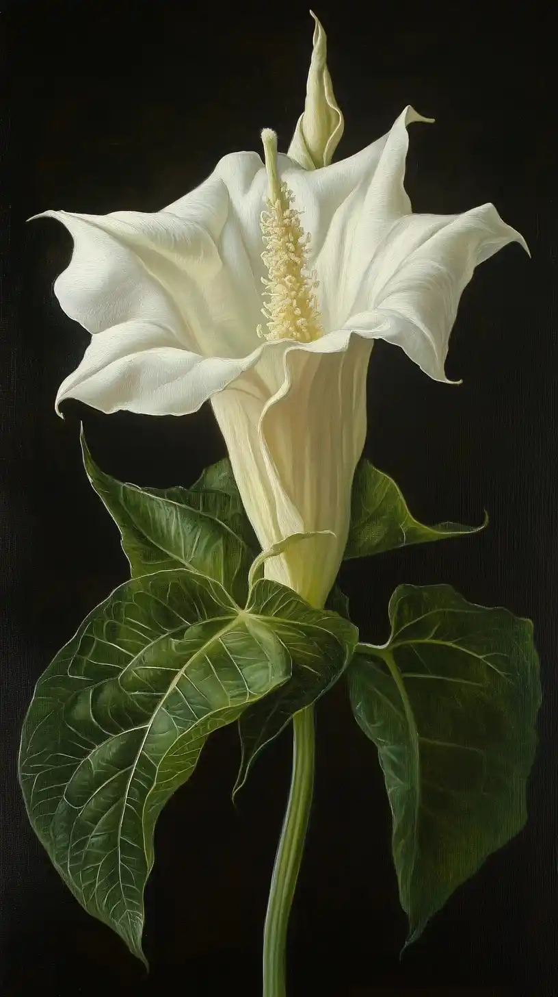 Moonflower Painting Datura Bloom Midjourney提示词