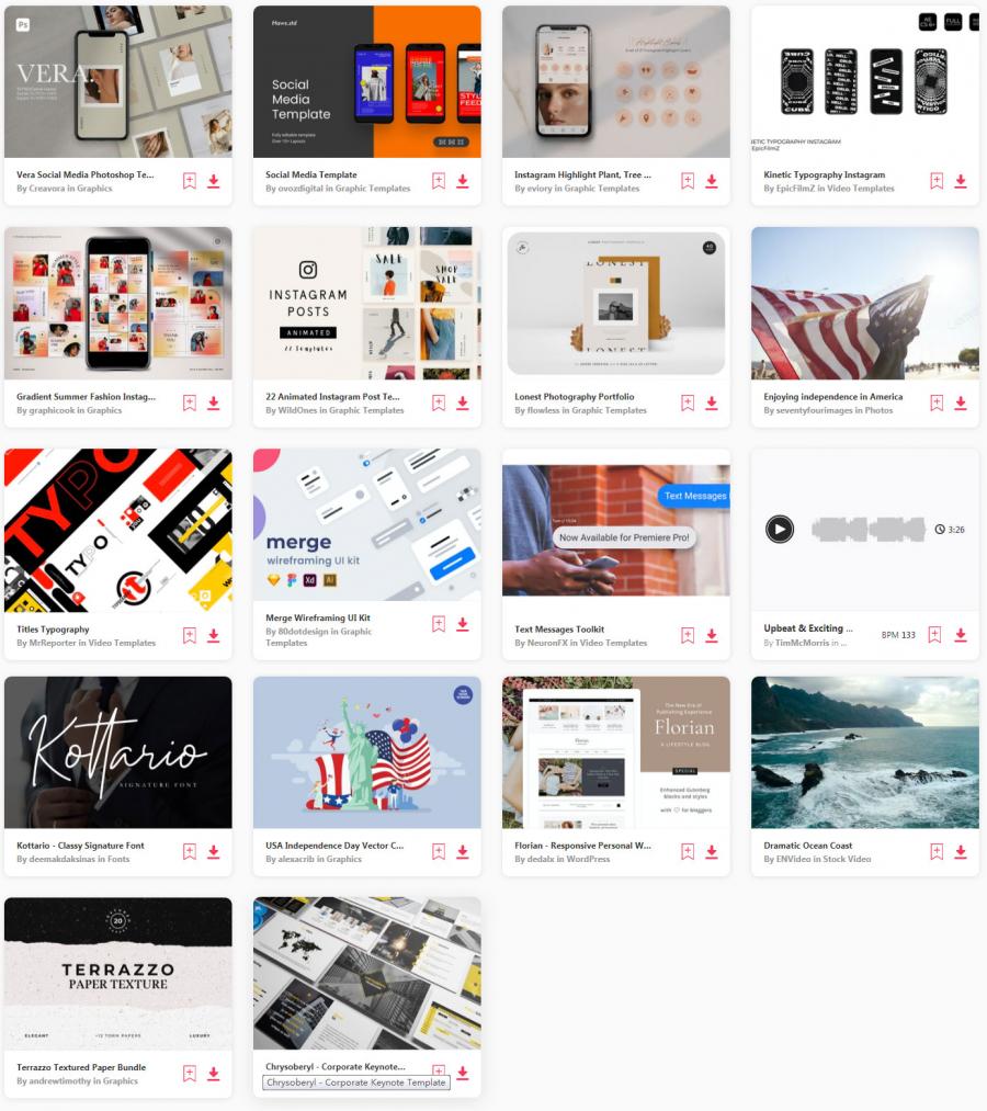 来自envato.com网站的2021年7月份18套免费资源打包