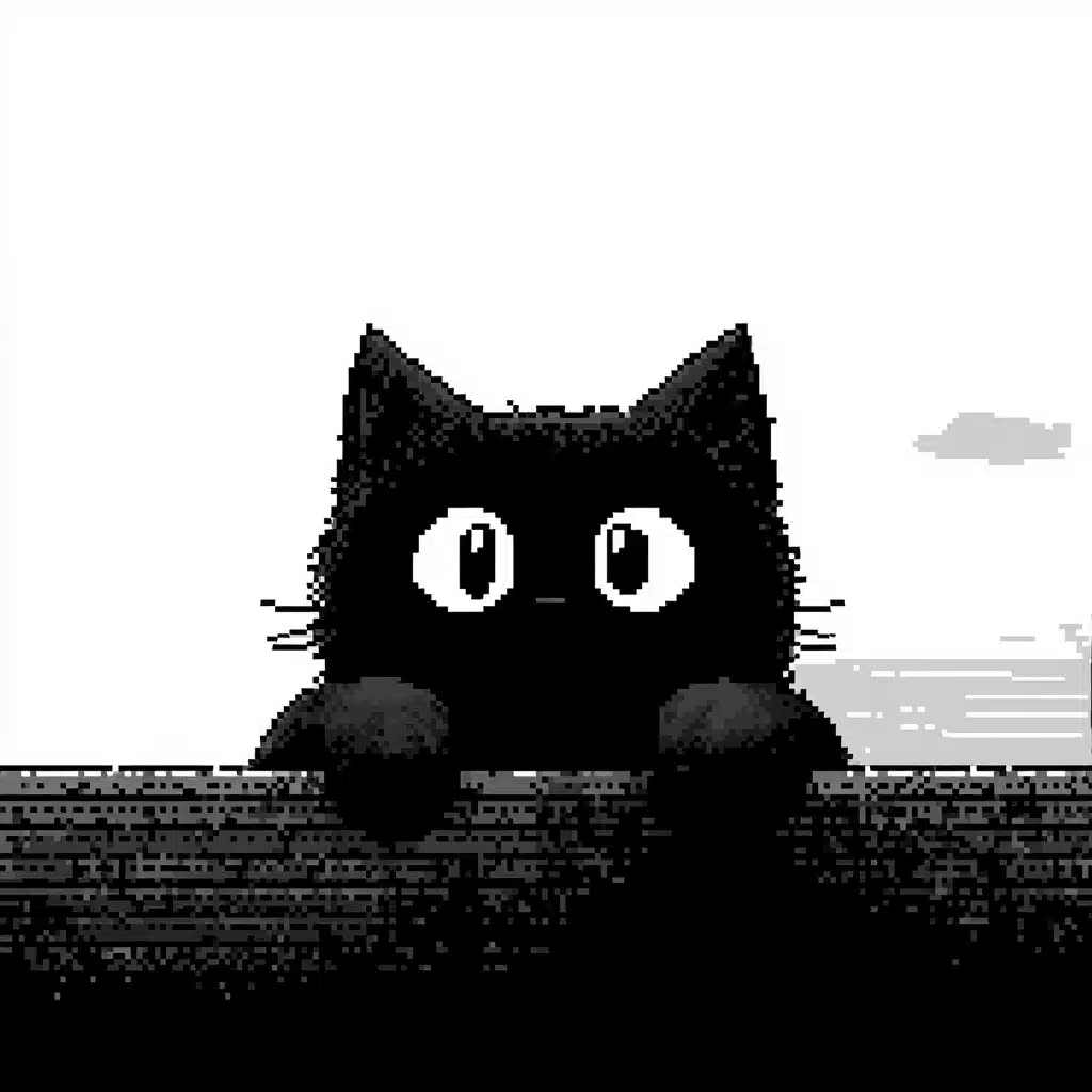 Pixelated Cat Silhouette Border Midjourney提示词