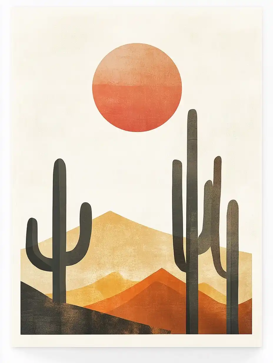 Bohemian Geometric Desert Scene Midjourney提示词