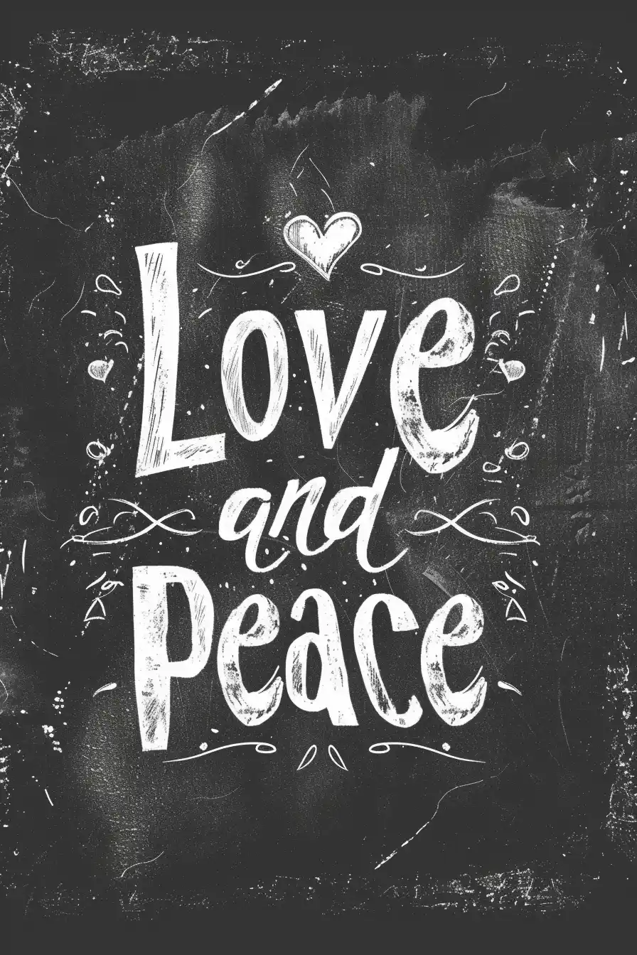 Typographic Love and Peace Midjourney提示词