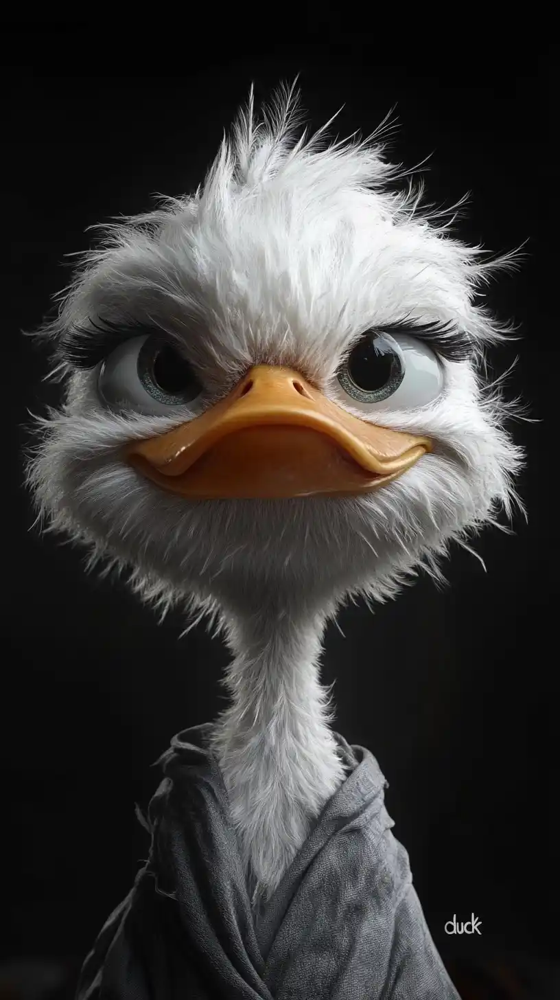Comical Duck Face Portrait Midjourney提示词