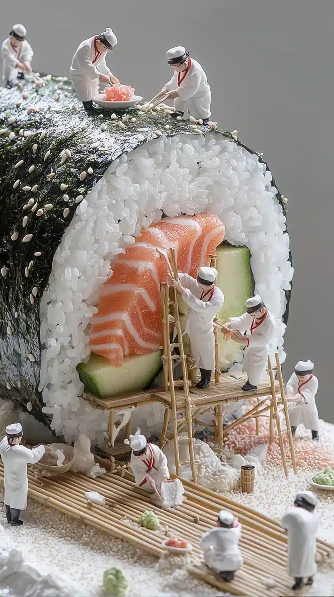 Macro Sushi Assembly Photography Midjourney提示词
