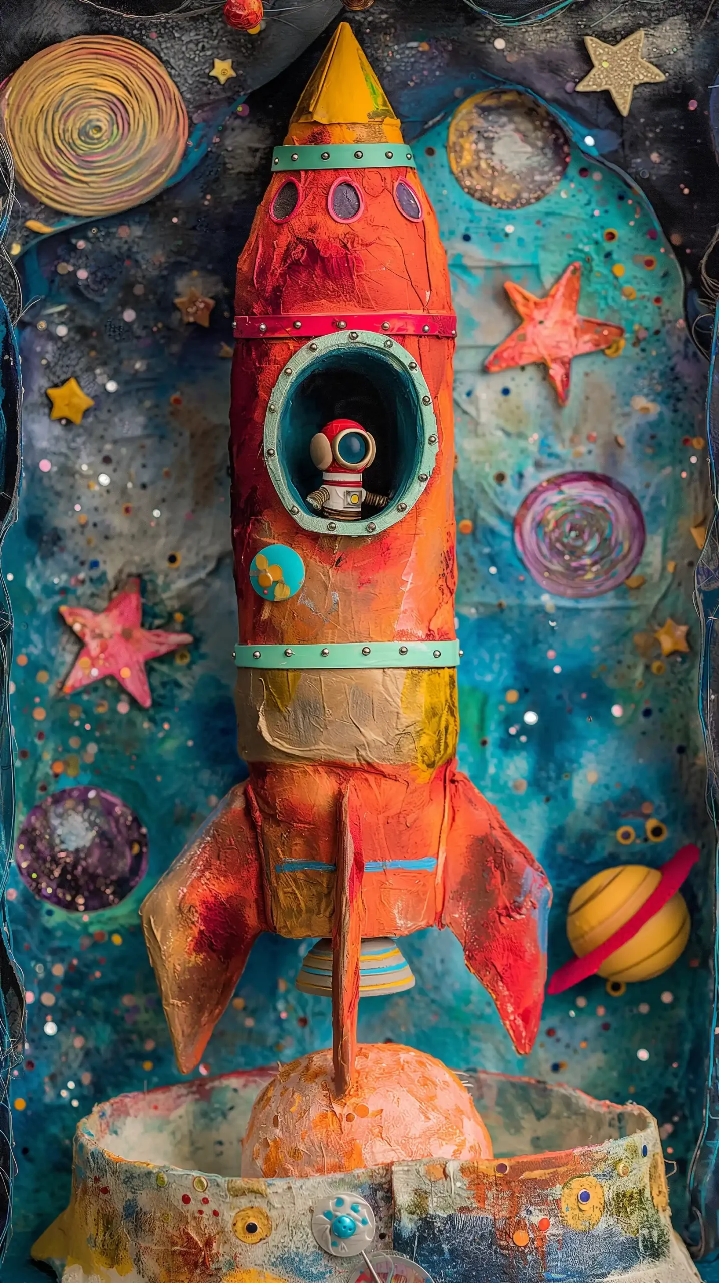 Whimsical Rocket Landing Scene Midjourney提示词
