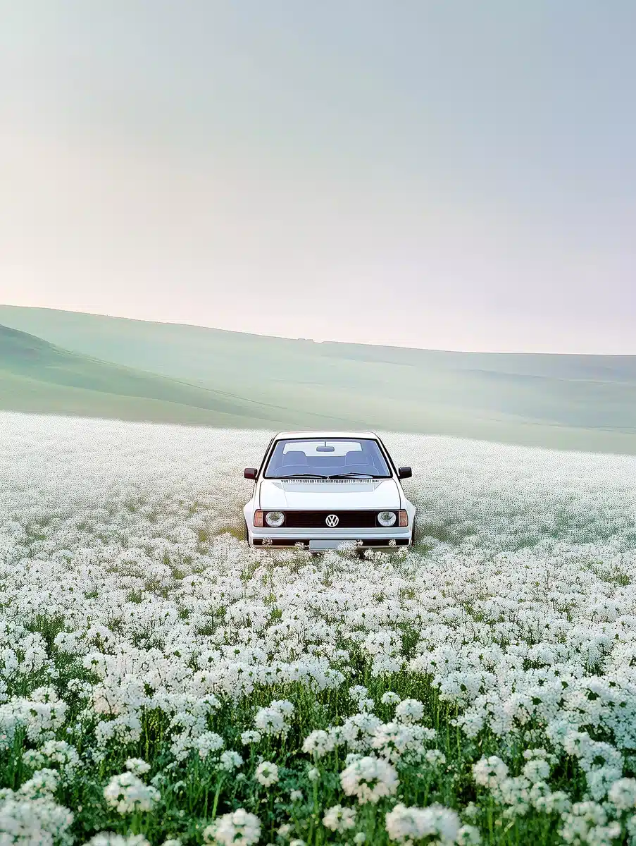 Surreal Golf GTI in Flowers Midjourney提示词