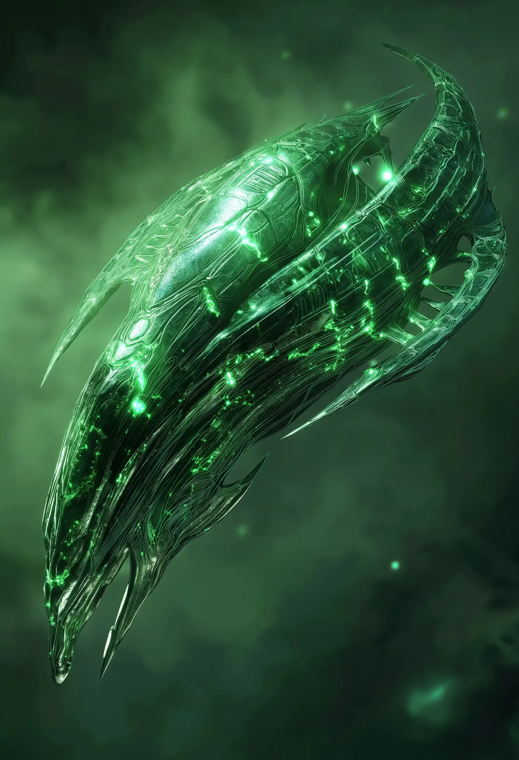 Organic Alien Patrol Ship Midjourney提示词
