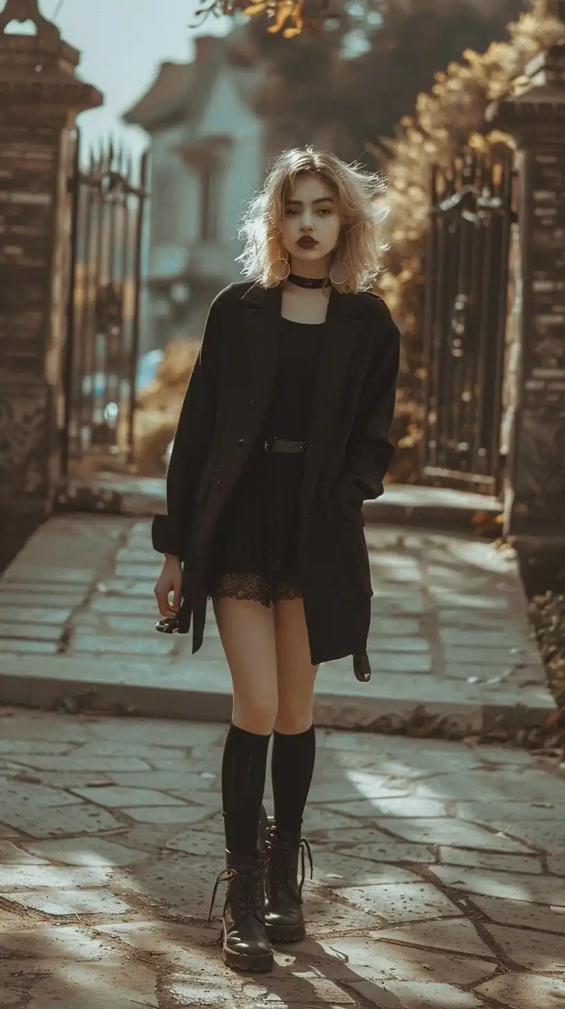 Blond Woman in Streetstyle Midjourney提示词