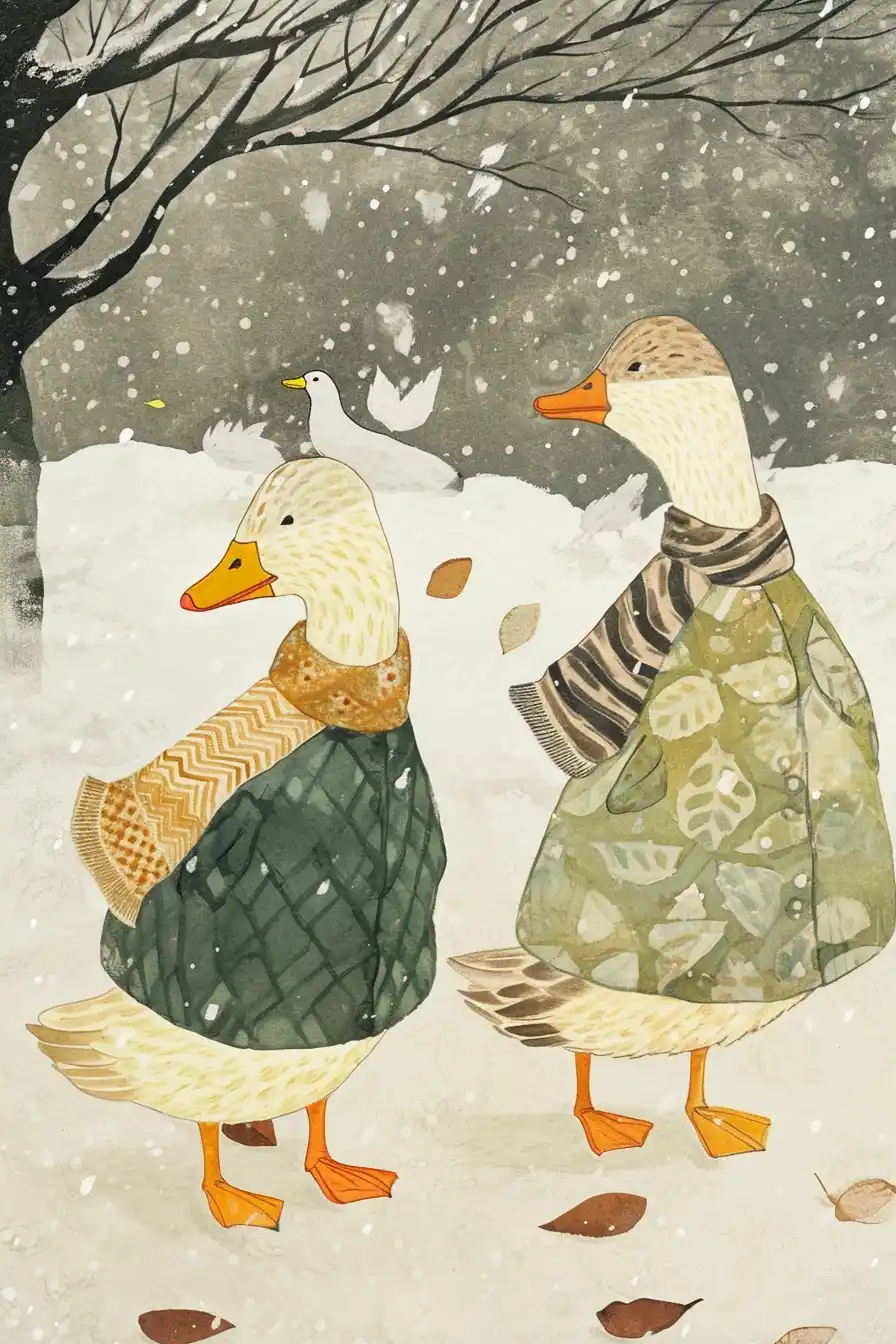 Detailed Ducks on Walk Midjourney提示词