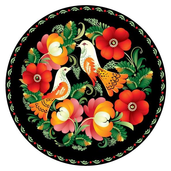 绚丽的民间工艺品画02矢量素材