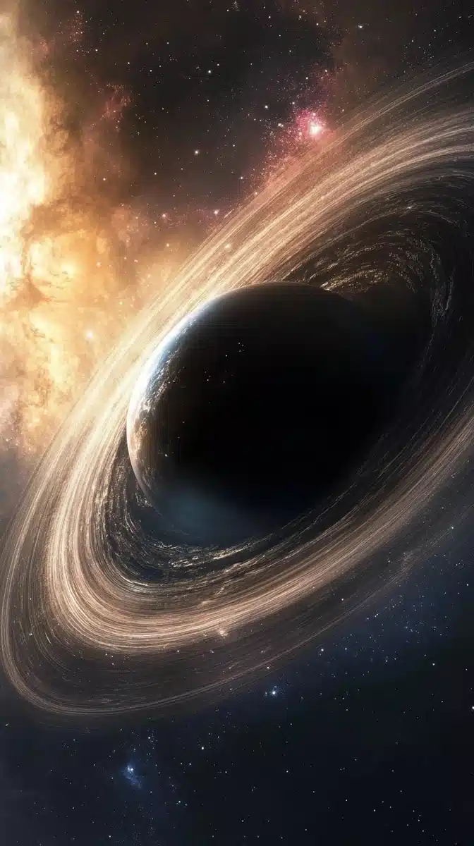 Celestial Planets Around Black Hole Midjourney提示词