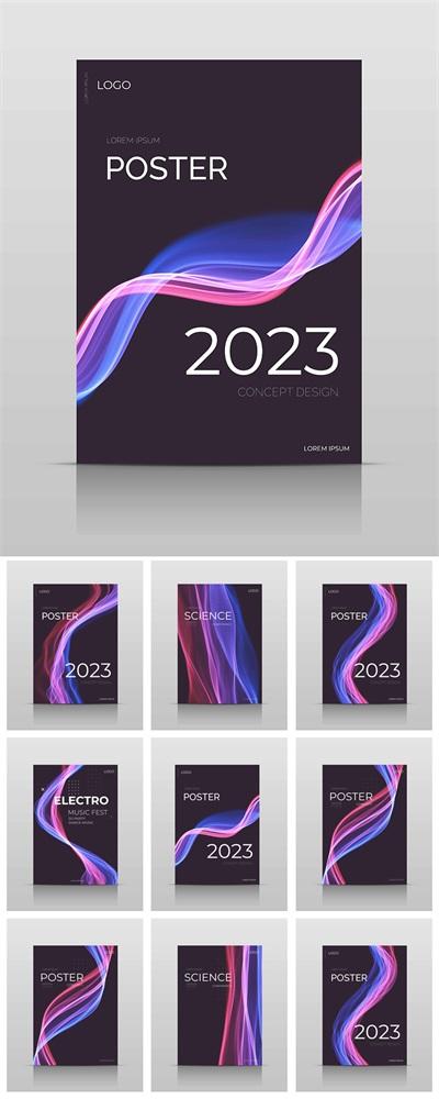 8款炫彩抽象线条背景AI格式202382