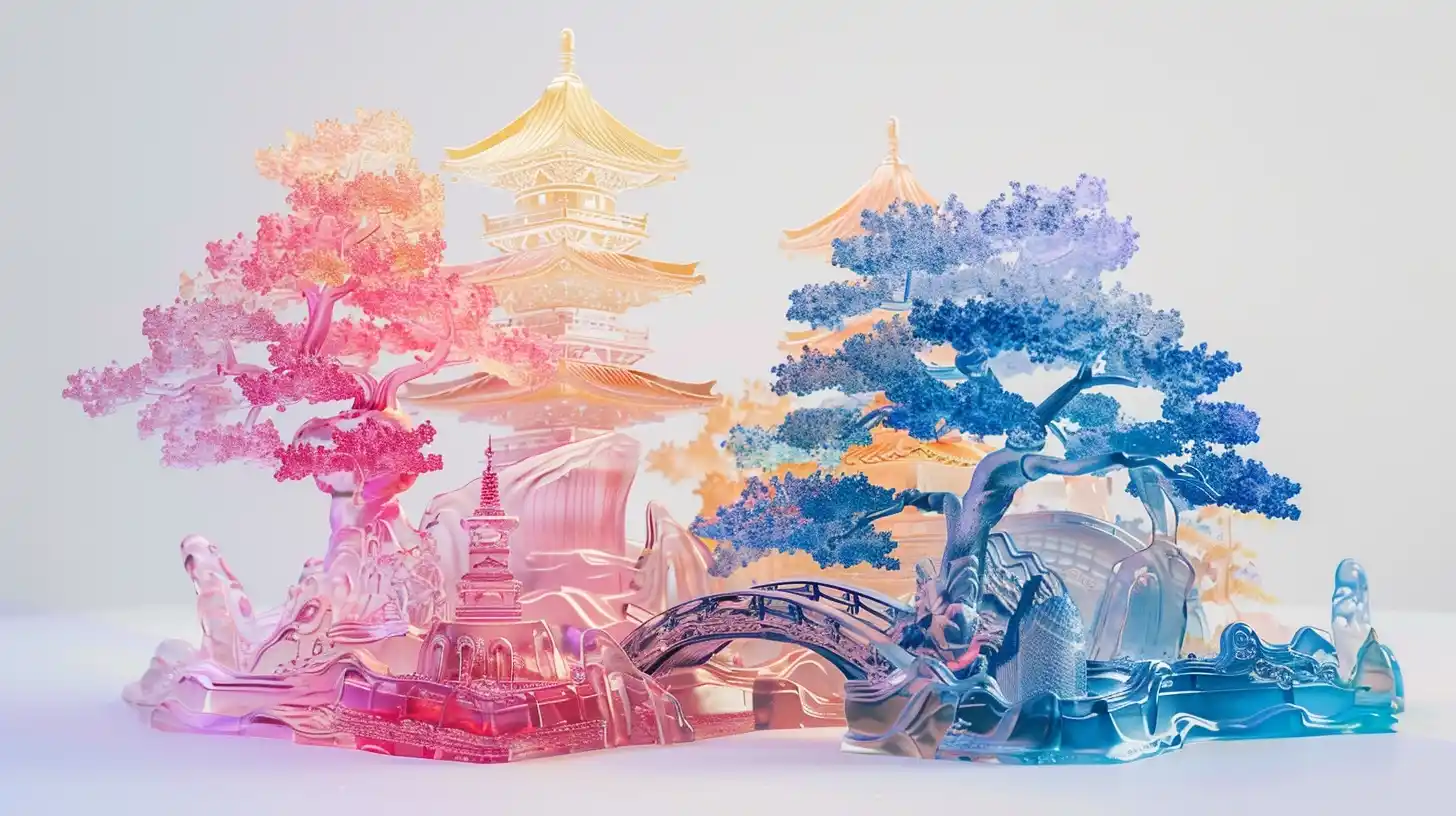 Ceramic Temple Glow Midjourney提示词