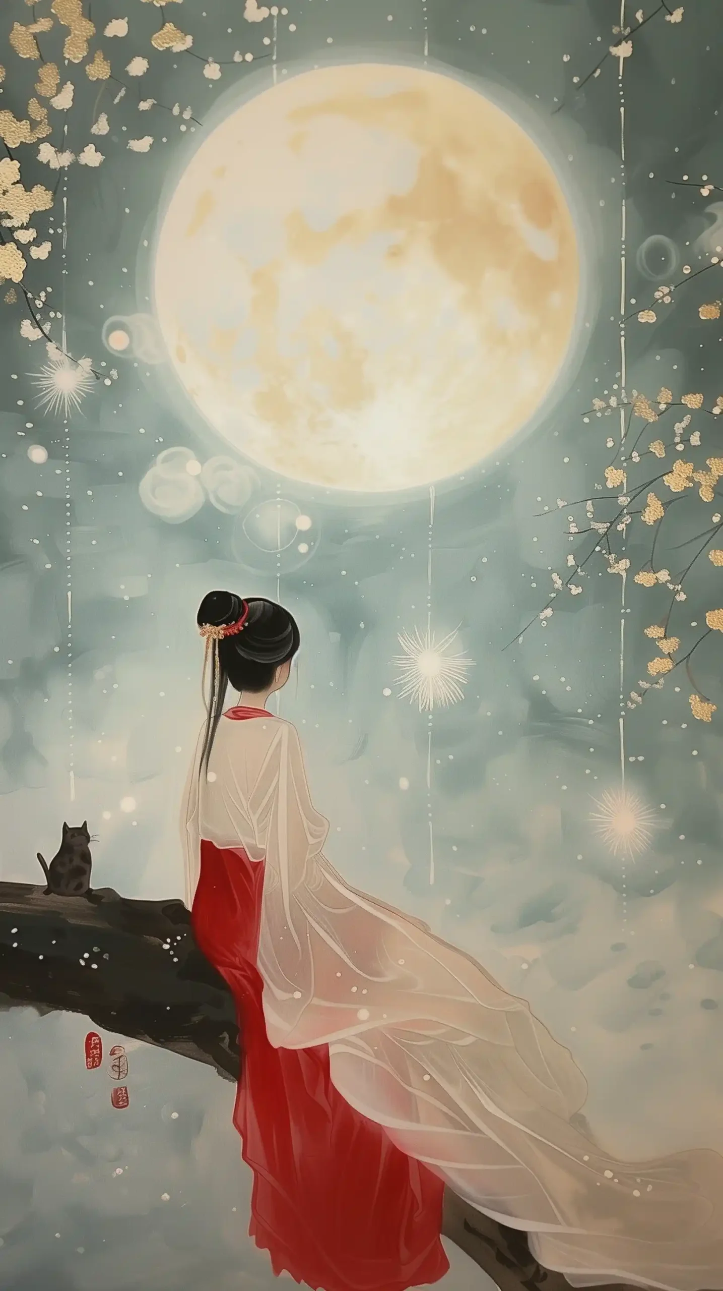 Red Dressed Lady Praying Midjourney提示词