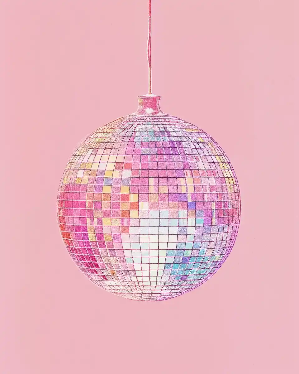 Riso Pink Disco Ball Midjourney 提示词生成效果