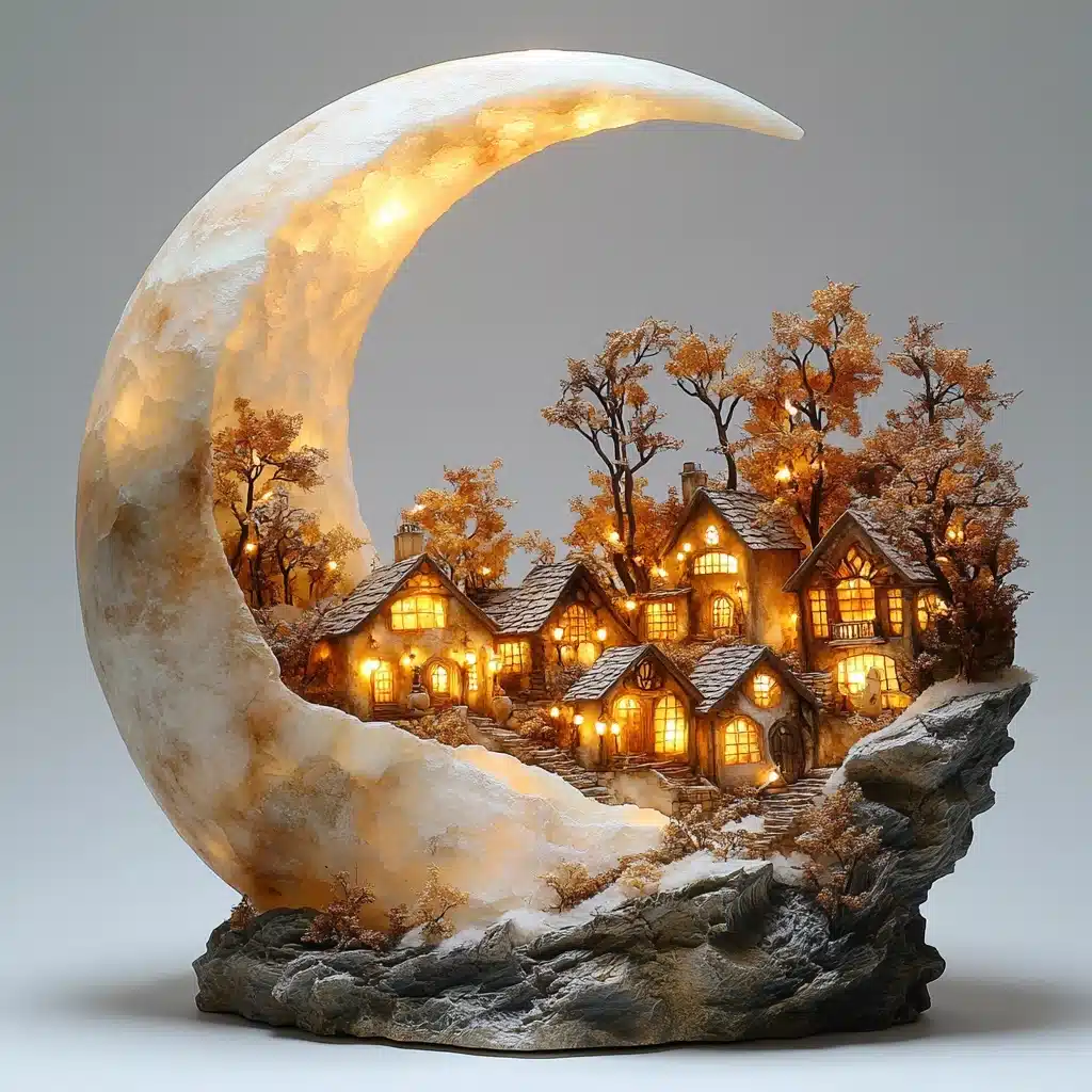 Quartz Crescent Moon Town Midjourney提示词