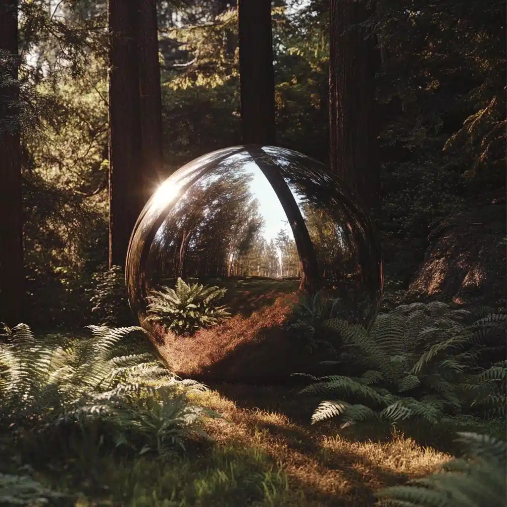 Reflective Sphere in Forest Midjourney提示词