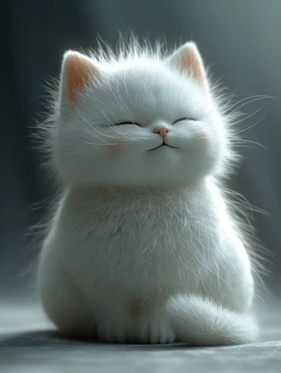 White Cat in Acrylic Clay 3D Render Midjourney提示词