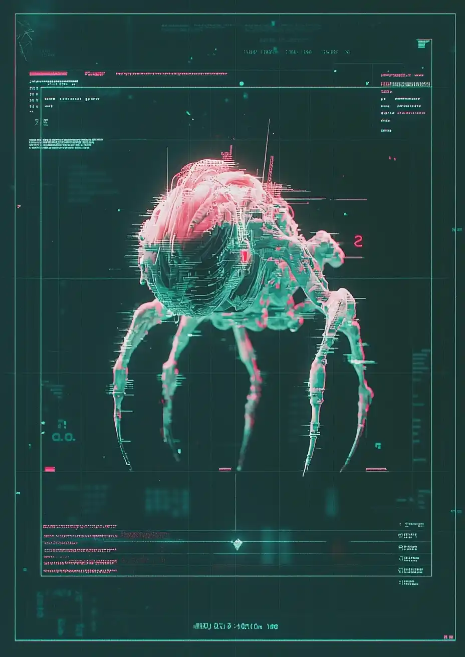 Glitchy Cybernetic Creature Card Midjourney提示词