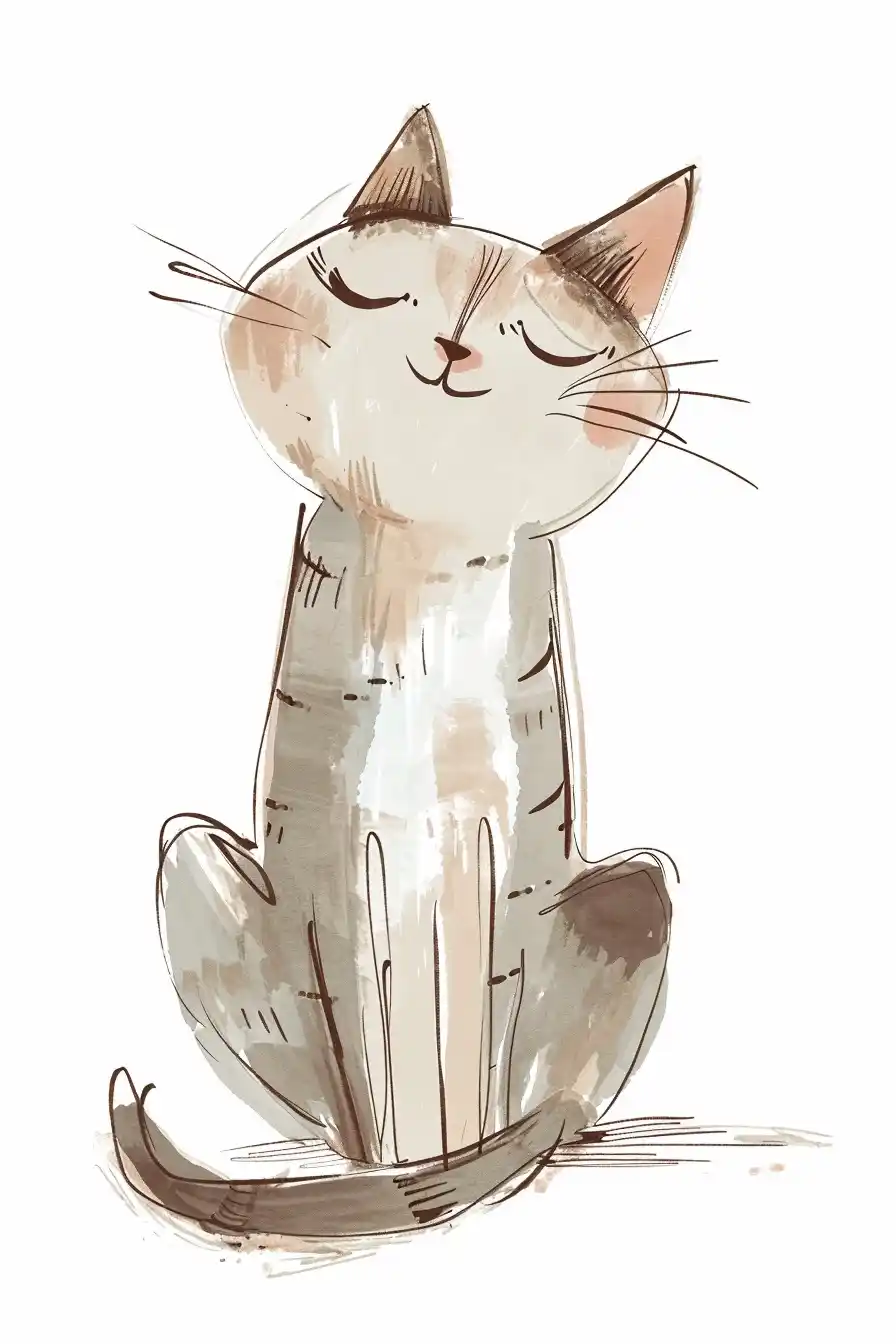 Pastel Cat Clipart Midjourney提示词