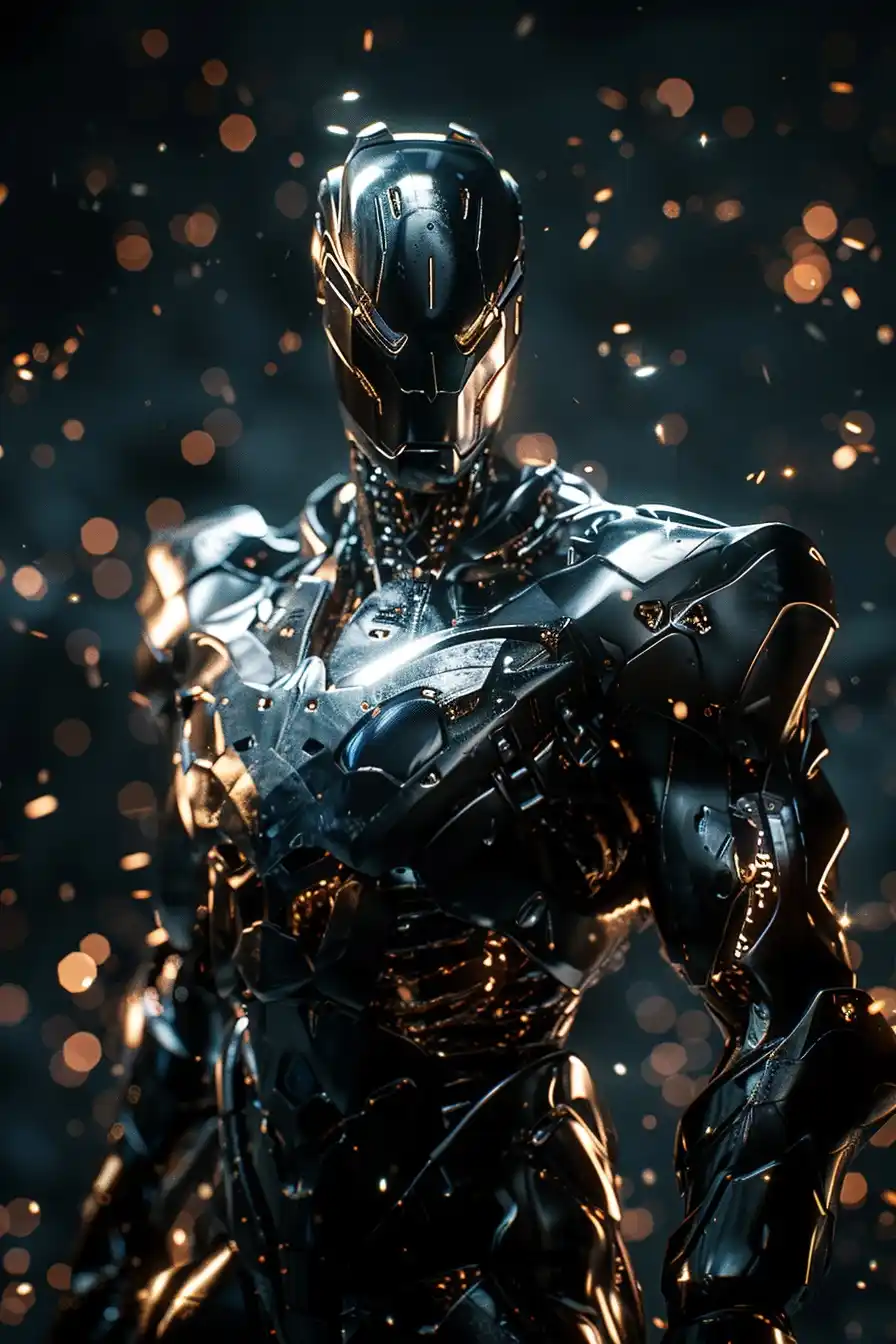Chromed Cyborg King Electrified Realism Midjourney提示词