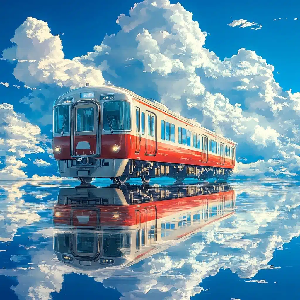 Anime Train in Sky Midjourney提示词