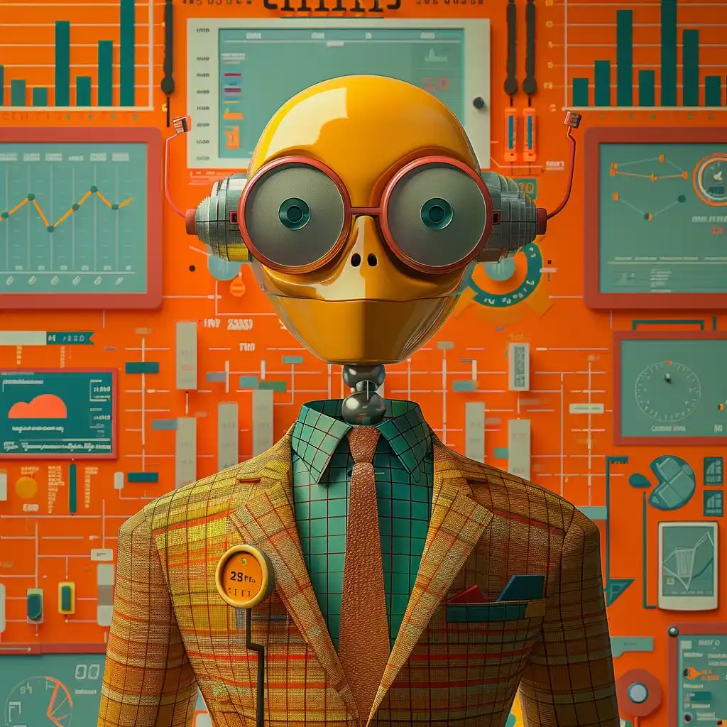 Whimsical AI Investor Android Midjourney提示词