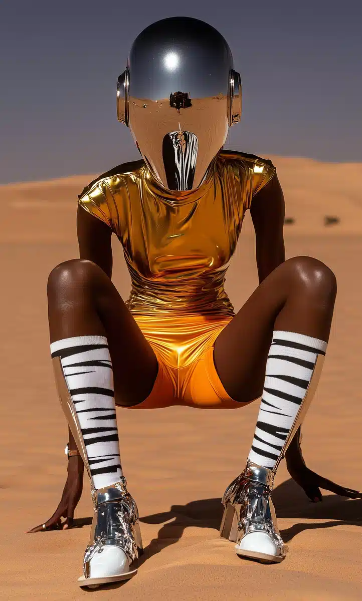 Retro-Futuristic Robot on Mars Midjourney提示词