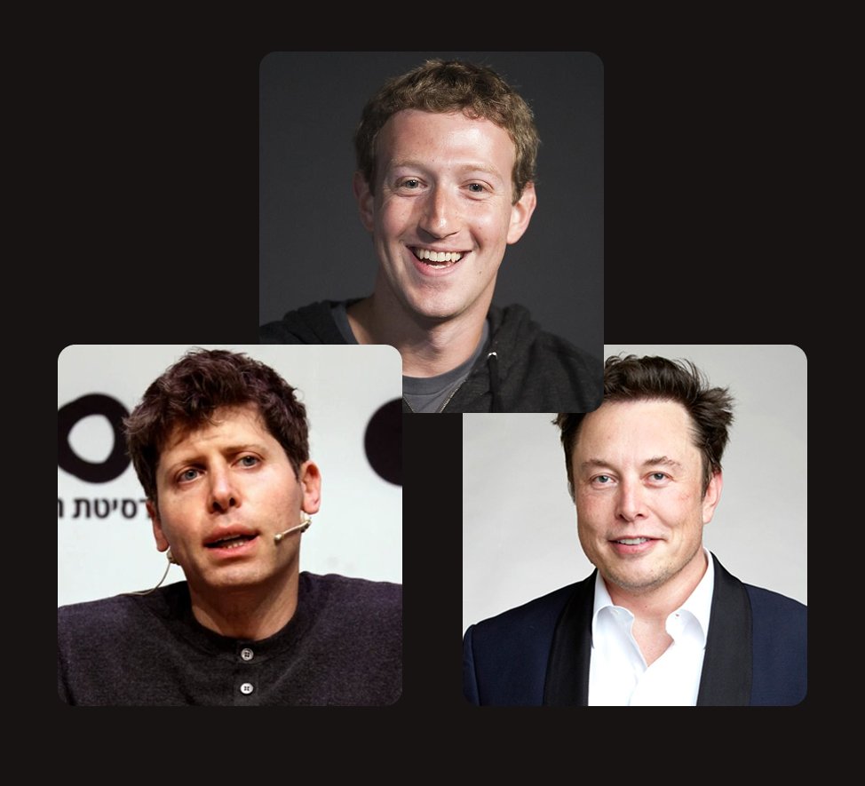 Tech Leaders Portraits: Zuckerberg, Musk, Altman Headshots Nano Banana提示词
