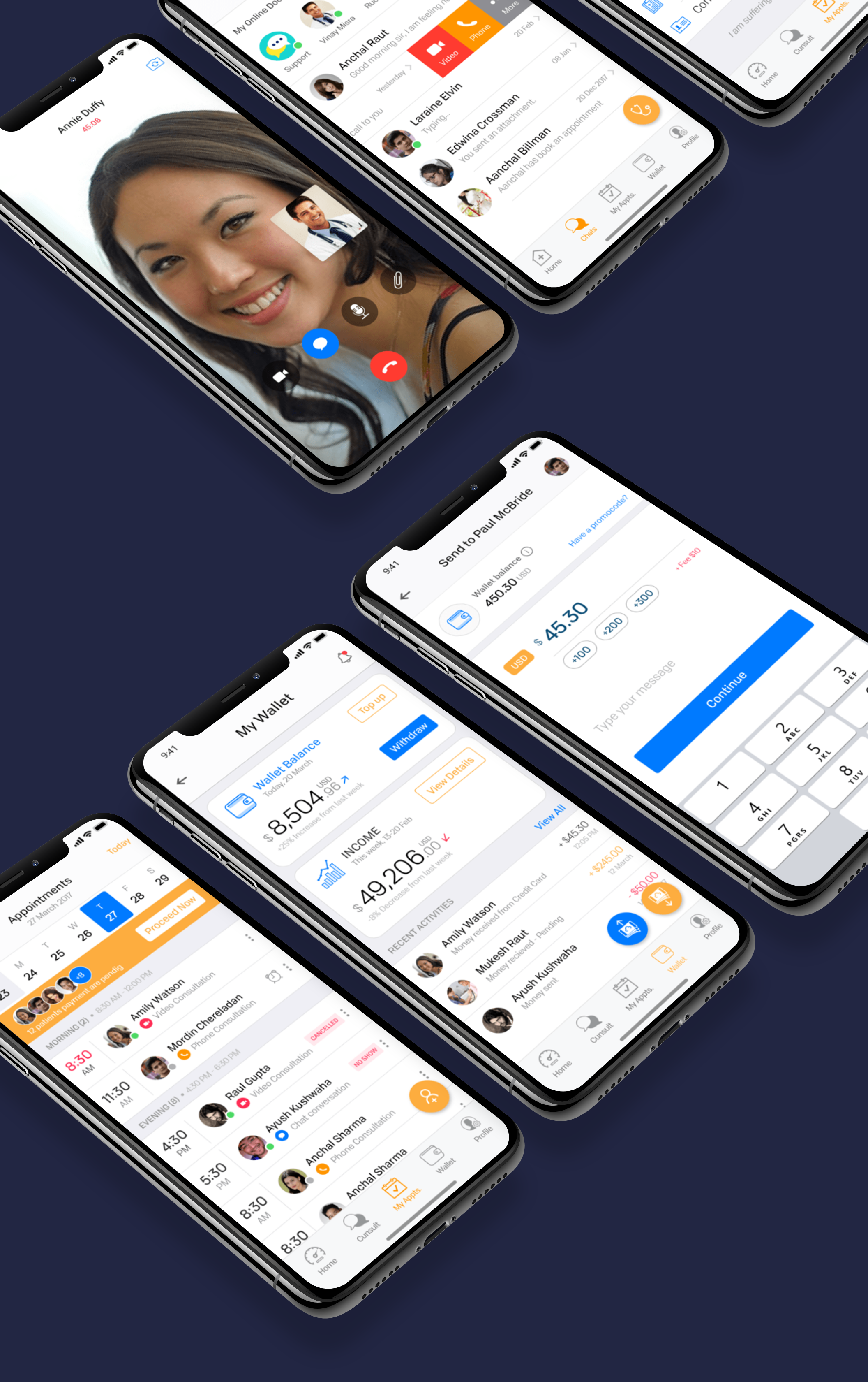 适用于Adobe XD的70+ Screen Healthcare移动iOS UI工具包，Healthcare Doctor App