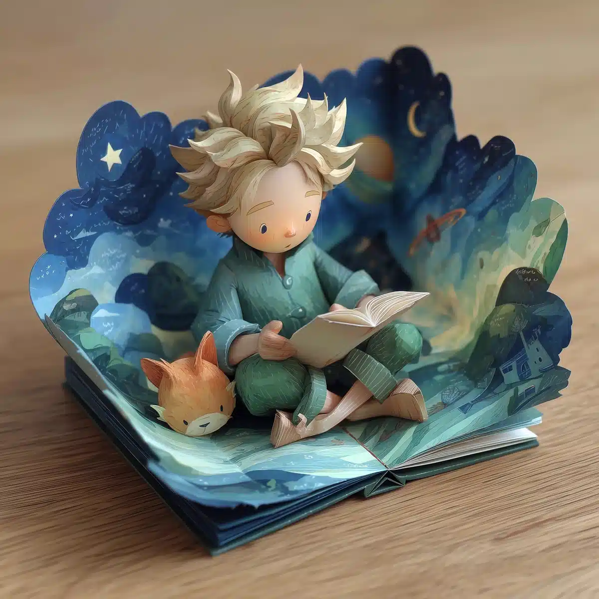 Popup Book Le Petit Prince Midjourney提示词