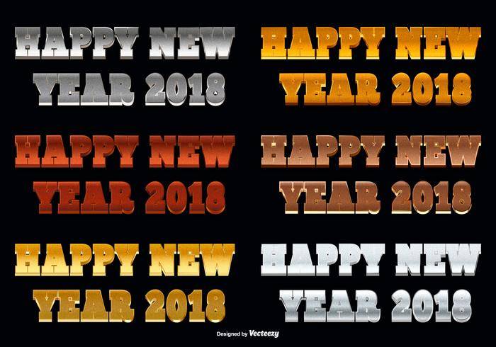 新年快乐2018年闪烁文本插图