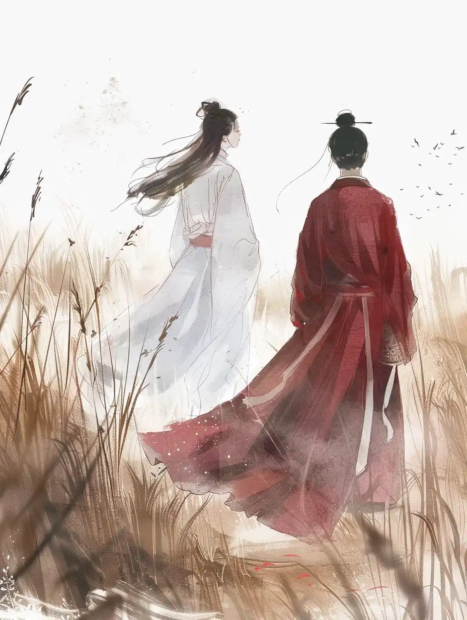 Ink Hanfu Portrait Duo Midjourney提示词