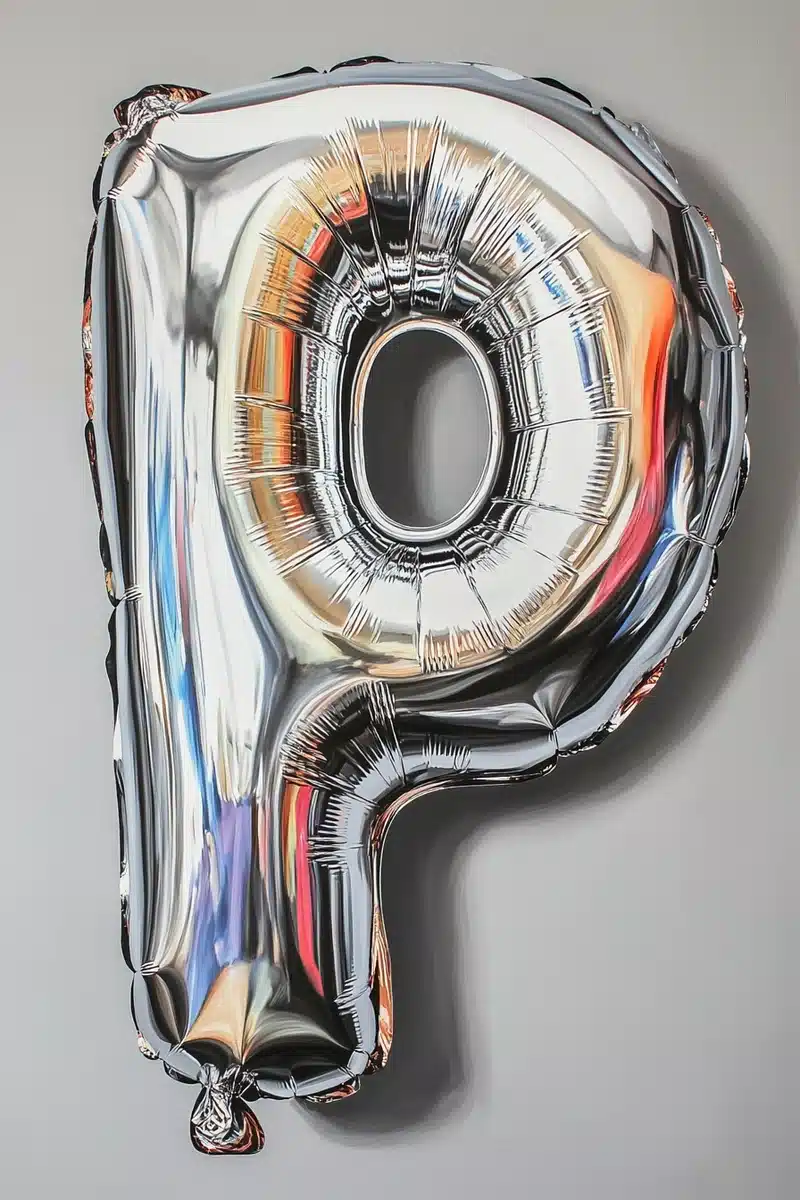 Metallic P Balloon Art Midjourney提示词