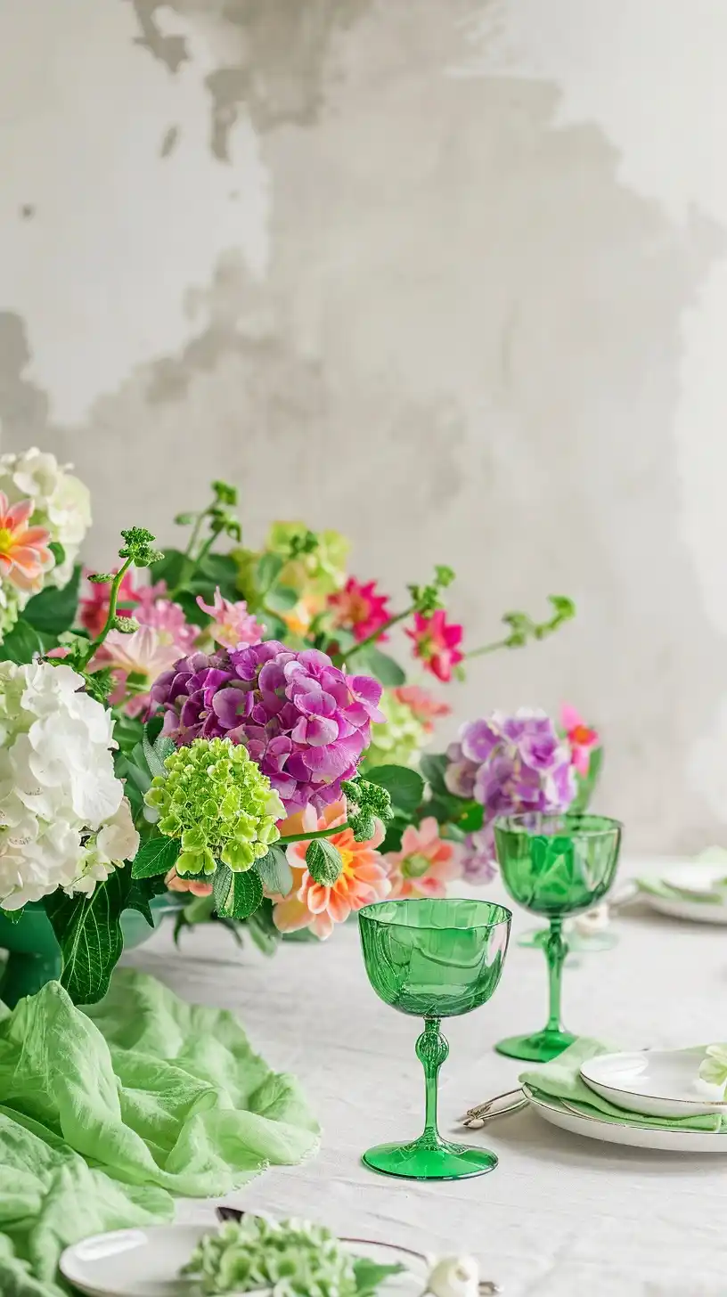 Vibrant Hydrangea Table Setting Midjourney 提示词生成效果