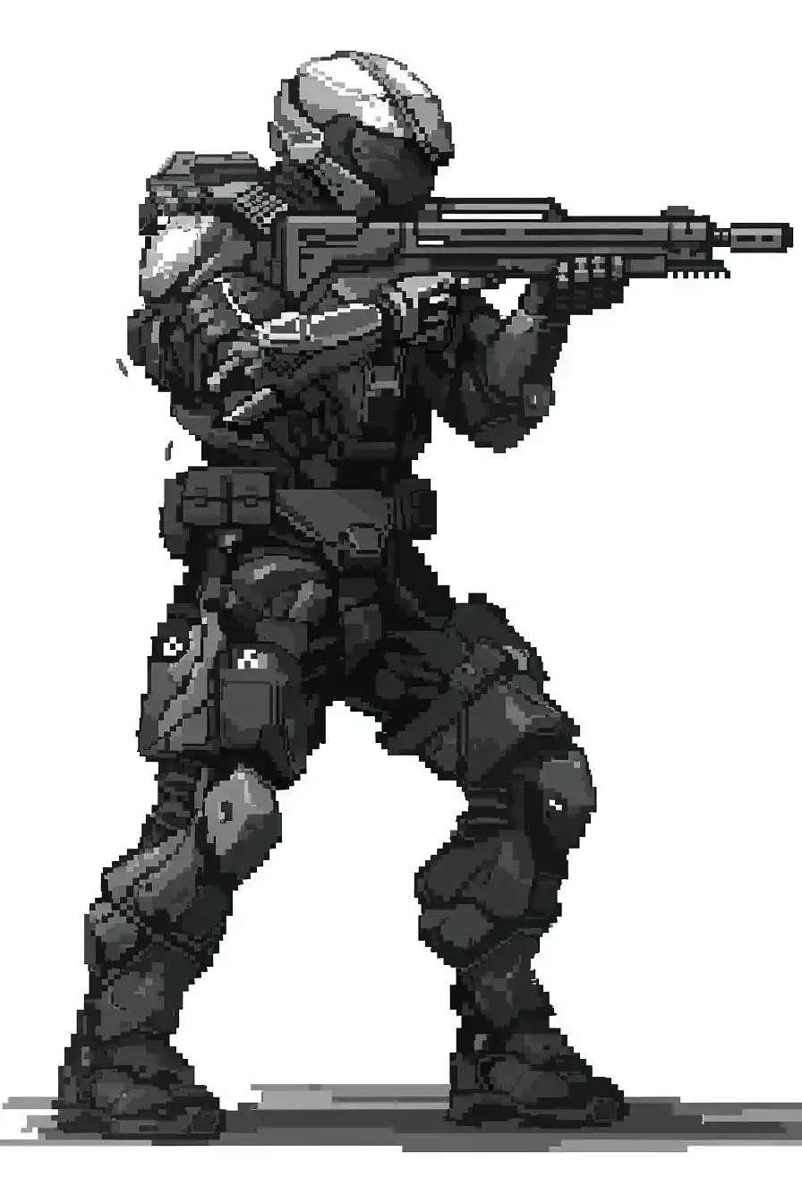Armored Soldier Pixel Art Midjourney提示词