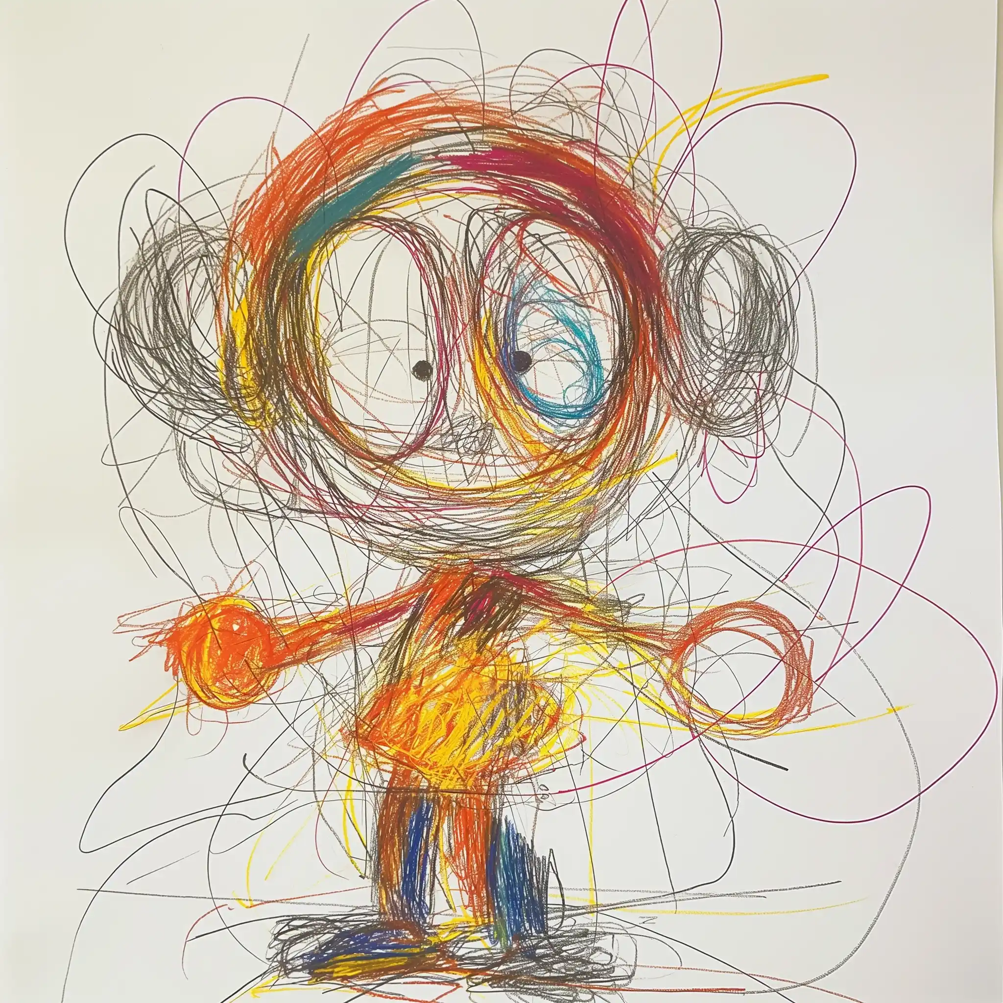 Murakami-Inspired Childs Scribble Midjourney提示词