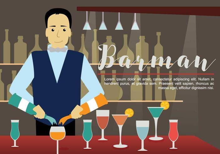 免费酒保的插图